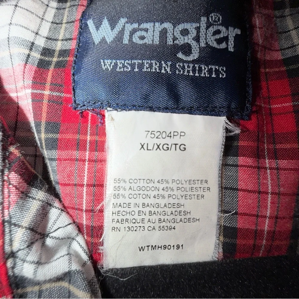 Wrangler Shirt Mens XL Plaid Western Pearl Snap Long Sleeve Equestrian Cowboy